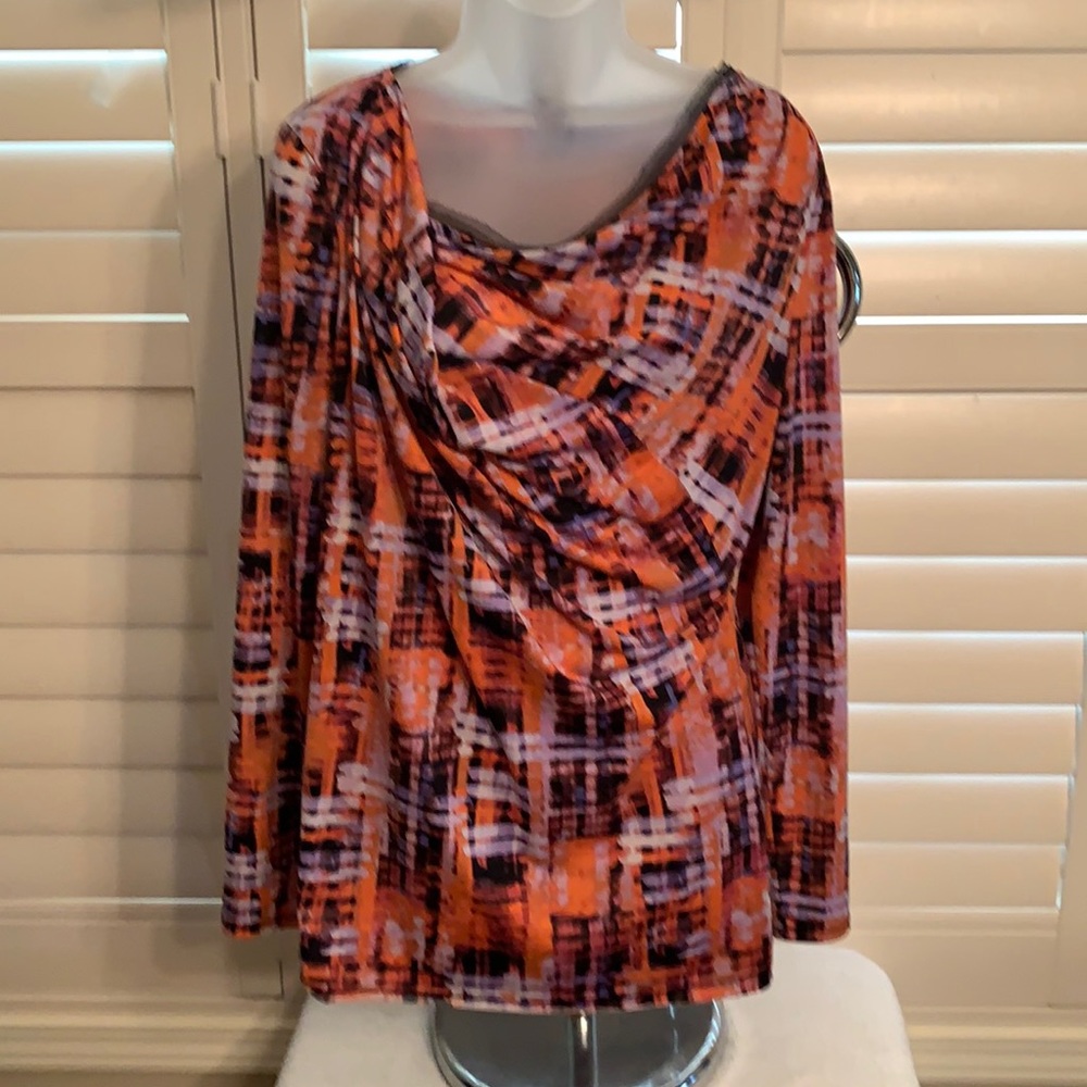 Orange, purple and black Simply Vera Wang long sleeve blouse